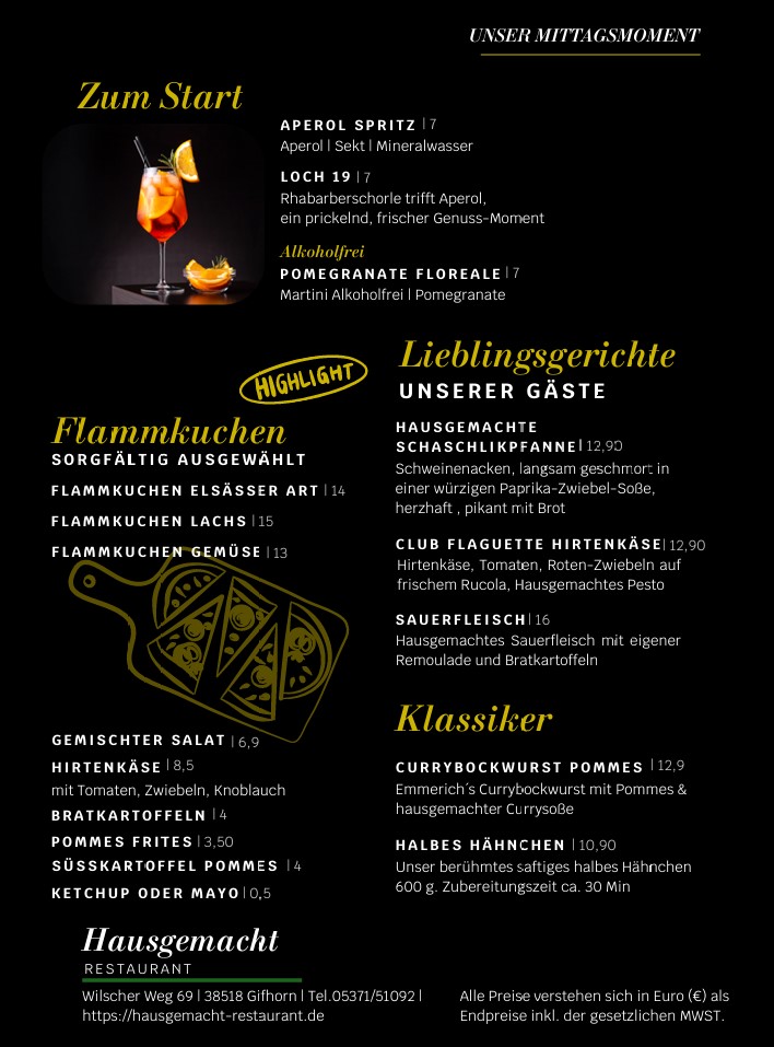 Hausgemacht Wilsche - Mittagskarte 05.2026